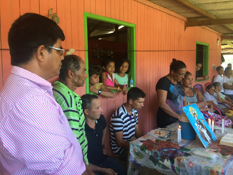 Rosildo Rodrigues at a church service in the Chico Mendes Forest Reserve in the Brazilian state of Acre.